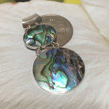 Beautiful Hawaiian Large Genuine Paua Shell Necklace, Sterling Silver Abalone MOP Pendant, N8340 Birthday Mom Wife Mother Gift