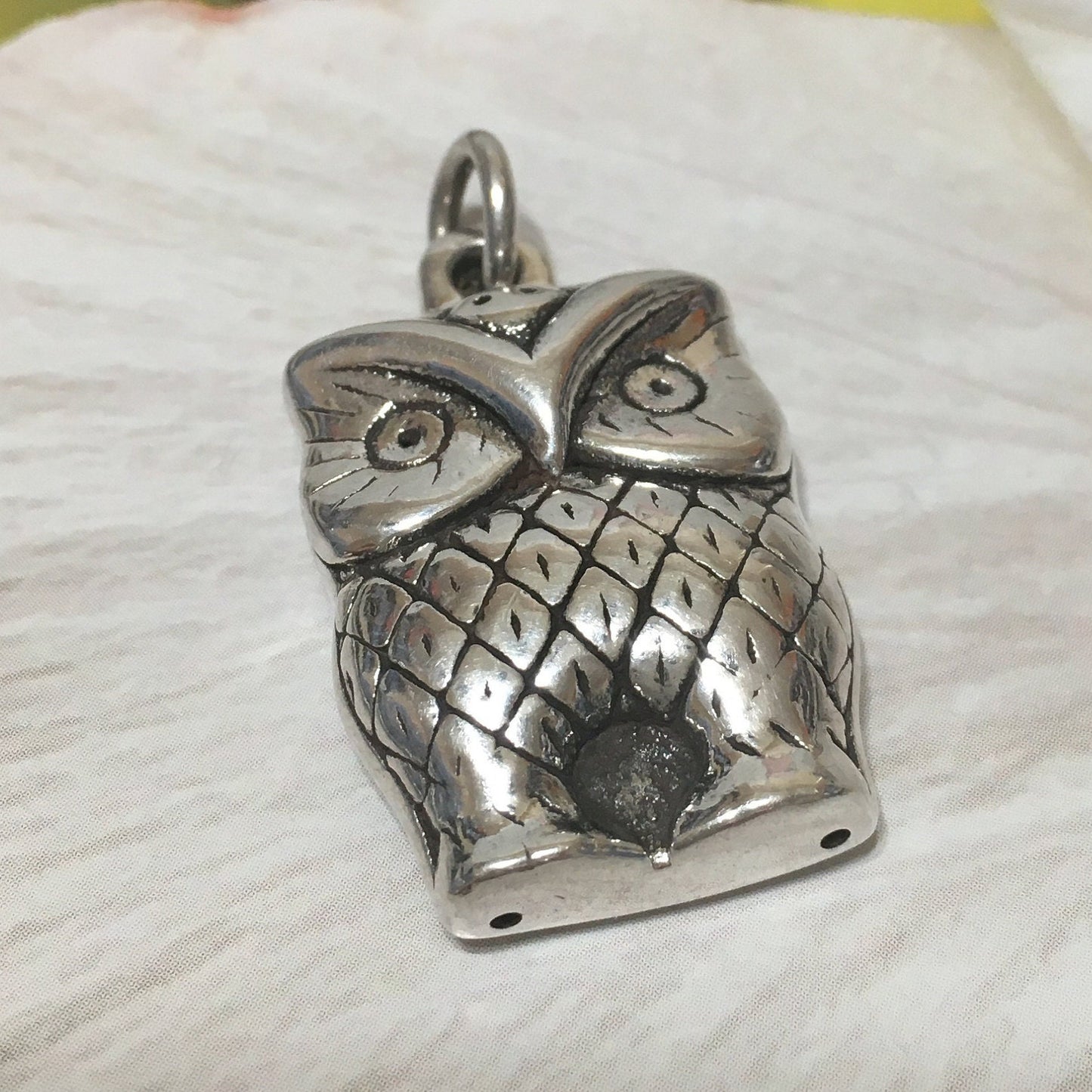 Collier hibou 3D hawaïen unique de grande taille, pendentif hibou en argent sterling, finition polie et oxydée, cadeau d'anniversaire N8322, déclaration PC