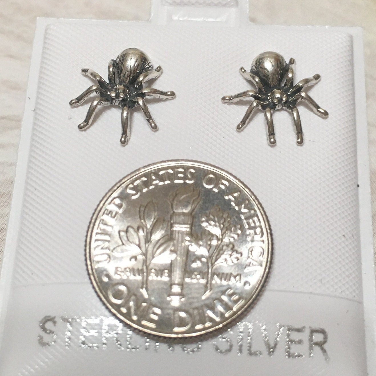 Unique Hawaiian Spider Earring, Sterling Silver Spider Stud Earring, E8315 Birthday Mom Wife Girl Mother Gift, Island Jewelry