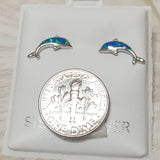 Unique Pretty Hawaiian Blue Opal Dolphin Earring, Sterling Silver Blue Opal Dolphin Stud Earring, E4484 Birthday Wife Mom Valentine Gift