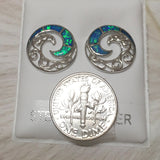 Superbe boucle d'oreille en forme de vague d'océan en opale bleue hawaïenne, boucle d'oreille à tige en argent sterling avec opale bleue, cadeau d'anniversaire pour maman E4479