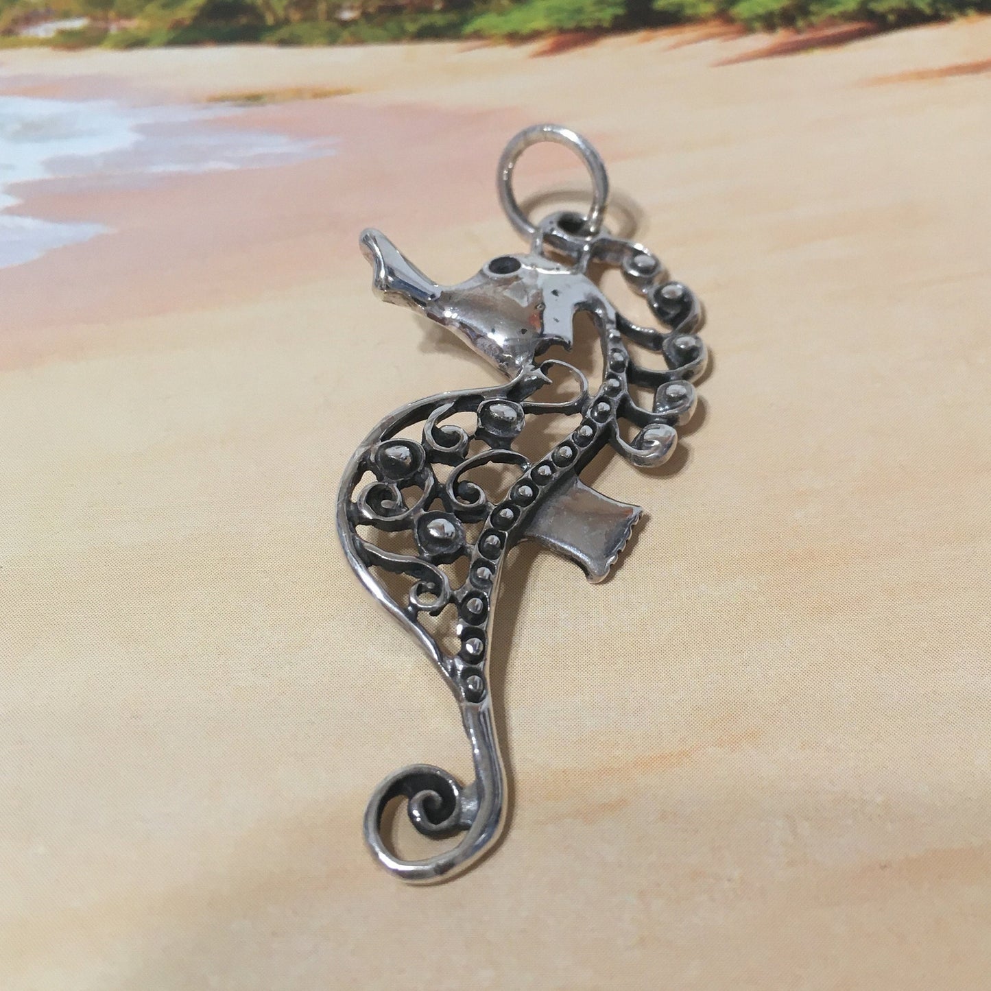 Collier unique en forme d'hippocampe hawaïen de grande taille, pendentif en argent sterling avec hippocampe, cadeau d'anniversaire pour mère, épouse, maman, bijoux uniques des îles, N8355