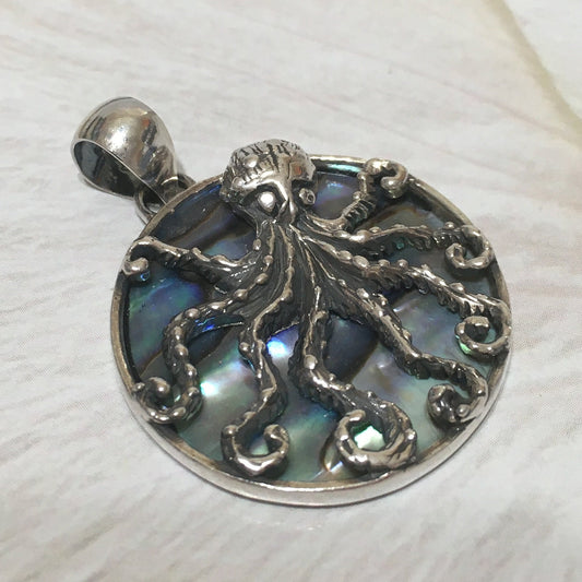 Collier unique hawaïen en coquillage de paua véritable de grande taille, pendentif en argent sterling avec nacre d'ormeau, cadeau d'anniversaire pour femme et maman N8345