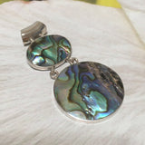 Beautiful Hawaiian Large Genuine Paua Shell Necklace, Sterling Silver Abalone MOP Pendant, N8340 Birthday Mom Wife Mother Gift