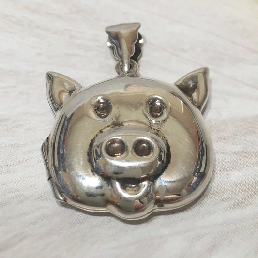 Collier médaillon cochon hawaïen 3D unique, pendentif médaillon cochon en argent sterling, N8321 cadeau d'anniversaire pour maman, épouse, fille, mère, cadeau unique