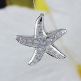 Gorgeous Hawaiian Large Starfish Necklace, Sterling Silver Star Fish CZ Pendant, N6168 Birthday Mother Wife Mom Gift, Statement PC