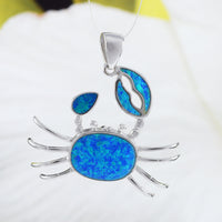 Magnifique collier hawaïen en forme de crabe bleu opale, pendentif en argent sterling en forme de crabe bleu opale, cadeau d'anniversaire pour maman N6164, déclaration PC