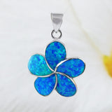 Magnifique collier Plumeria en opale bleue hawaïenne, pendentif en argent sterling avec fleur de Plumeria en opale bleue, cadeau d'anniversaire pour maman N6006