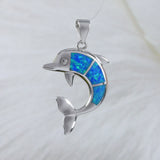 Magnifique collier de dauphin en opale bleue hawaïenne, pendentif en argent sterling avec opale bleue, cadeau d'anniversaire pour mère, épouse, maman, N6029