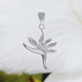 Collier et boucles d'oreilles uniques en forme d'oiseau de paradis hawaïen, pendentif en argent sterling avec fleur d'oiseau de paradis, cadeau d'anniversaire pour maman N2005H