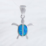 Pretty Hawaiian Blue Opal Sea Turtle Necklace, Sterling Silver Opal Turtle Charm Pendant, N2012 Birthday Mother Mom Gift, Island Jewelry