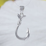 Joli collier et boucles d'oreilles hawaïennes en forme d'hameçon 3D, pendentif en argent sterling avec hameçon 3D, cadeau d'anniversaire pour mère, épouse, maman, N2013S