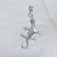 Unique Hawaiian Large Gecko Necklace and Earring, Sterling Silver Gecko Lizard Charm Pendant, N2020S Birthday Mother Wife Mom Gift