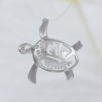 Collier et boucles d'oreilles uniques en forme de tortue de mer hawaïenne et hibiscus, pendentif en argent sterling avec fleur de tortue et hibiscus CZ, cadeau d'anniversaire pour maman N2024S