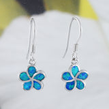 Magnifique boucle d'oreille Plumeria en opale bleue hawaïenne, boucle d'oreille pendante en argent sterling avec fleur de Plumeria en opale bleue, cadeau d'anniversaire pour maman E4026