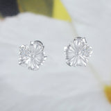 Jolie boucle d'oreille hibiscus hawaïenne, fleur officielle de l'État d'Hawaï, boucle d'oreille à tige en argent sterling hibiscus CZ, cadeau d'anniversaire pour femme, maman et fille E4121