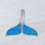 Magnifique boucle d'oreille et collier en forme de queue de baleine en opale bleue hawaïenne, pendentif en argent sterling en forme de queue de baleine en opale bleue, cadeau d'anniversaire pour maman N6017SH