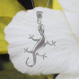 Stunning Hawaiian X-Large Gecko Necklace, Sterling Silver Gecko Pendant, N6119 Birthday Mother Wife Mom Gift, Statement PC