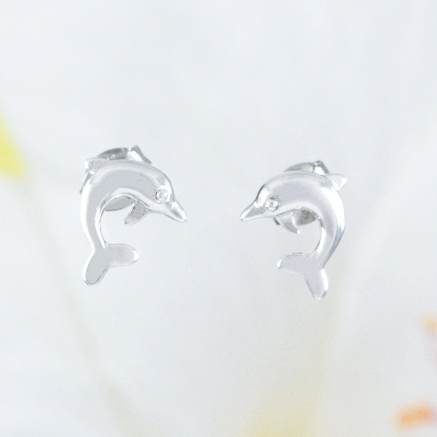 Pretty Hawaiian Dolphin Earring, Sterling Silver Dolphin Stud Earring, E4007 Birthday Wife Mom Girl Mother Gift, Island Jewelry