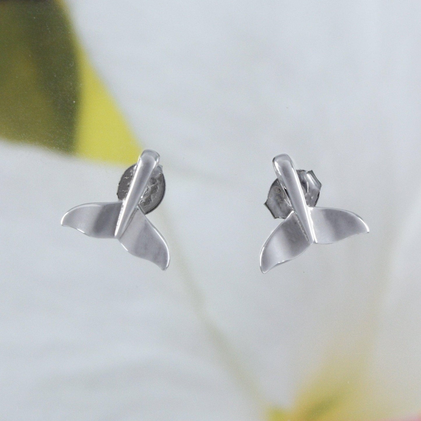 Pretty Hawaiian Whale Tail Earring, Sterling Silver Whale Tail Stud Earring, E4015 Birthday Wife Mom Girl Mother Gift, Island Jewelry - Hawaii Treasures Shop