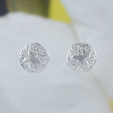 Unique Hawaiian Sand Dollar Earring, Sterling Silver Sand Dollar Stud Earring, E4113 Mother Birthday Mom Wife Girl Gift, Island Jewelry