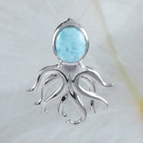 Collier unique en véritable larimar hawaïen avec pendentif en argent sterling et poulpe, N8438, cadeau d'anniversaire pour mère, épouse, maman