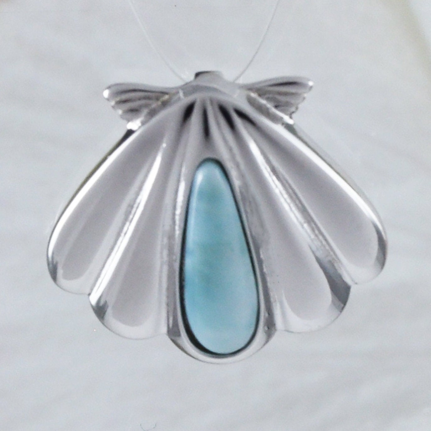 Collier unique en coquillages de larimar hawaïens authentiques, pendentif en coquillages de larimar en argent sterling, cadeau d'anniversaire pour mère, épouse, maman, N8442