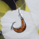 Magnifique collier hawaïen en bois de koa véritable avec hameçon, pendentif en argent sterling, cadeau d'anniversaire pour mère N8515