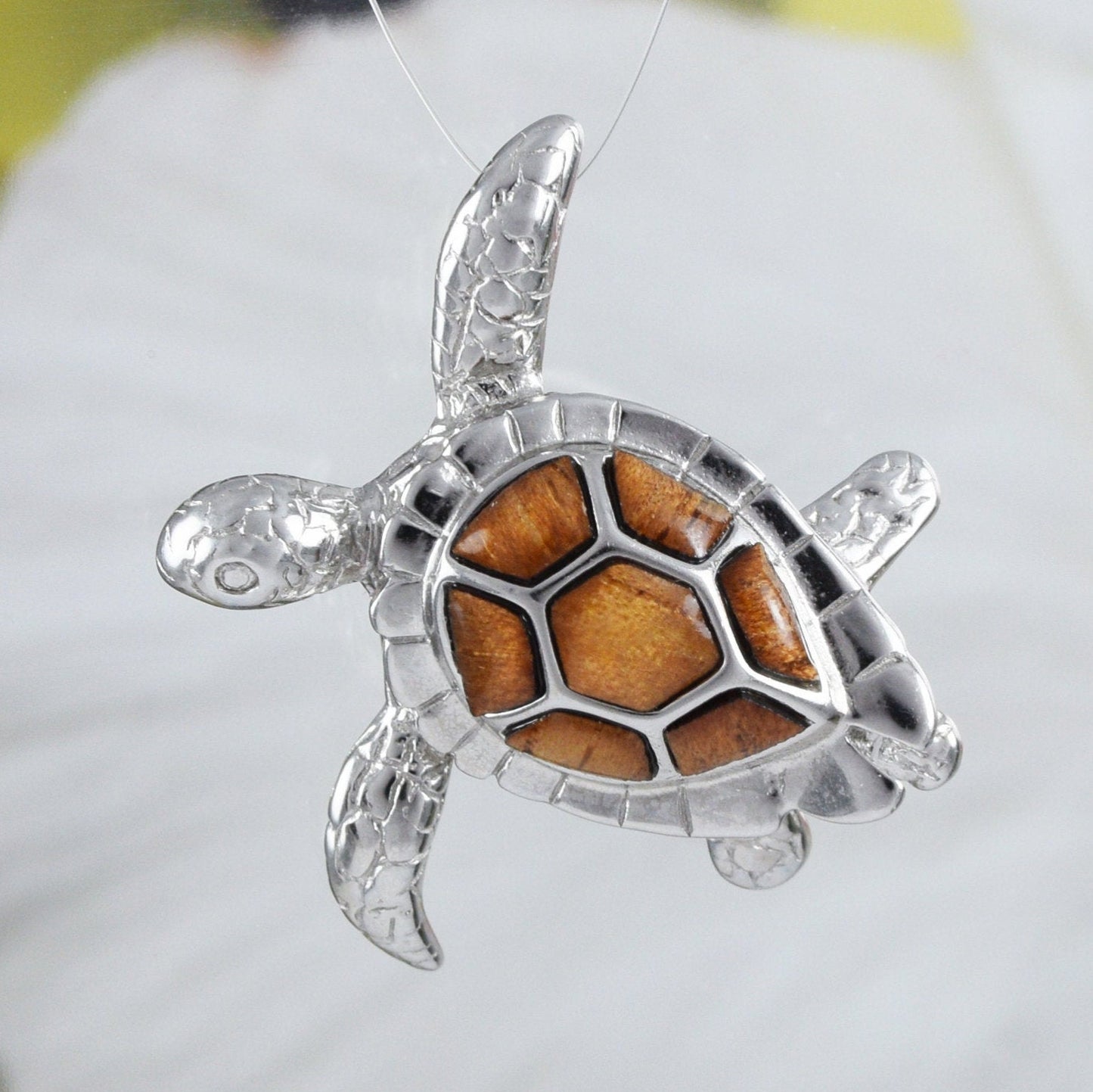 Boucles d'oreilles et collier uniques en véritable bois de koa hawaïen avec tortue de mer, pendentif en argent sterling en bois de koa, cadeau d'anniversaire pour maman N8502S