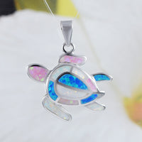 Collier unique et magnifique en forme de tortue de mer en opale tricolore hawaïenne, pendentif en argent sterling en forme de tortue en opale, cadeau d'anniversaire pour maman N9172, déclaration PC