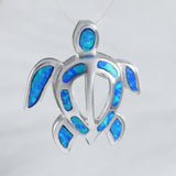 Boucles d'oreilles et collier uniques et magnifiques en forme de tortue de mer en opale bleue hawaïenne, pendentif en argent sterling avec opale bleue, cadeau d'anniversaire pour mère N8374S