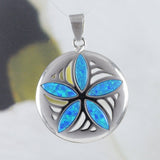 Superbe collier en dollar de sable d'opale bleue hawaïenne, pendentif en dollar de sable d'opale bleue en argent sterling, cadeau d'anniversaire pour mère, maman et femme, N8375