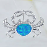 Unique Beautiful Hawaiian Blue Opal Crab Earring and Necklace, Sterling Silver Blue Opal Crab Pendant, N8380S Birthday Mother Mom Gift