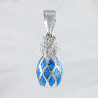 Collier unique et magnifique en opale bleue 3D hawaïenne avec ananas, pendentif en argent sterling avec opale bleue, cadeau d'anniversaire pour maman N8386