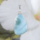 Unique Gorgeous Hawaiian Large Genuine Larimar Necklace, Sterling Silver Natural Larimar Pendant, N8394 Birthday Mom Gift, Statement PC