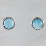 Beautiful Hawaiian Genuine Larimar Round Cut Earring, Sterling Silver Larimar Stud Earring, E8482 Birthday Mother Mom Gift