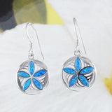 Boucles d'oreilles en argent sterling avec opale bleue hawaïenne et dollar de sable, boucles d'oreilles pendantes en argent sterling avec opale bleue, cadeau d'anniversaire pour maman E8410