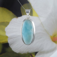 Gorgeous Hawaiian Large Genuine Larimar Necklace, Sterling Silver Stunning Natural Larimar Pendant, N8458 Birthday Mom Gift, Statement PC