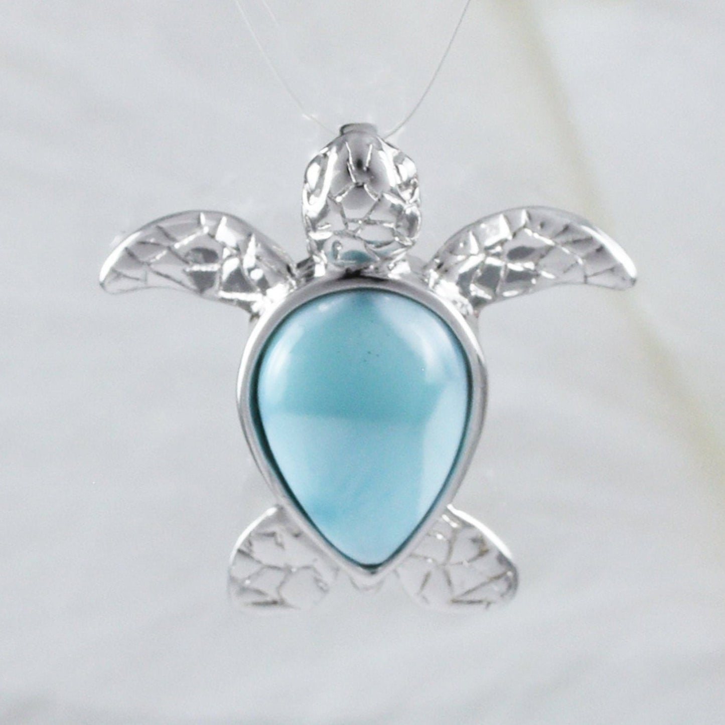 Boucles d'oreilles et collier uniques en véritable tortue de mer Larimar hawaïenne, pendentif en argent sterling avec tortue Larimar, cadeau d'anniversaire pour maman, Saint-Valentin, N8435S