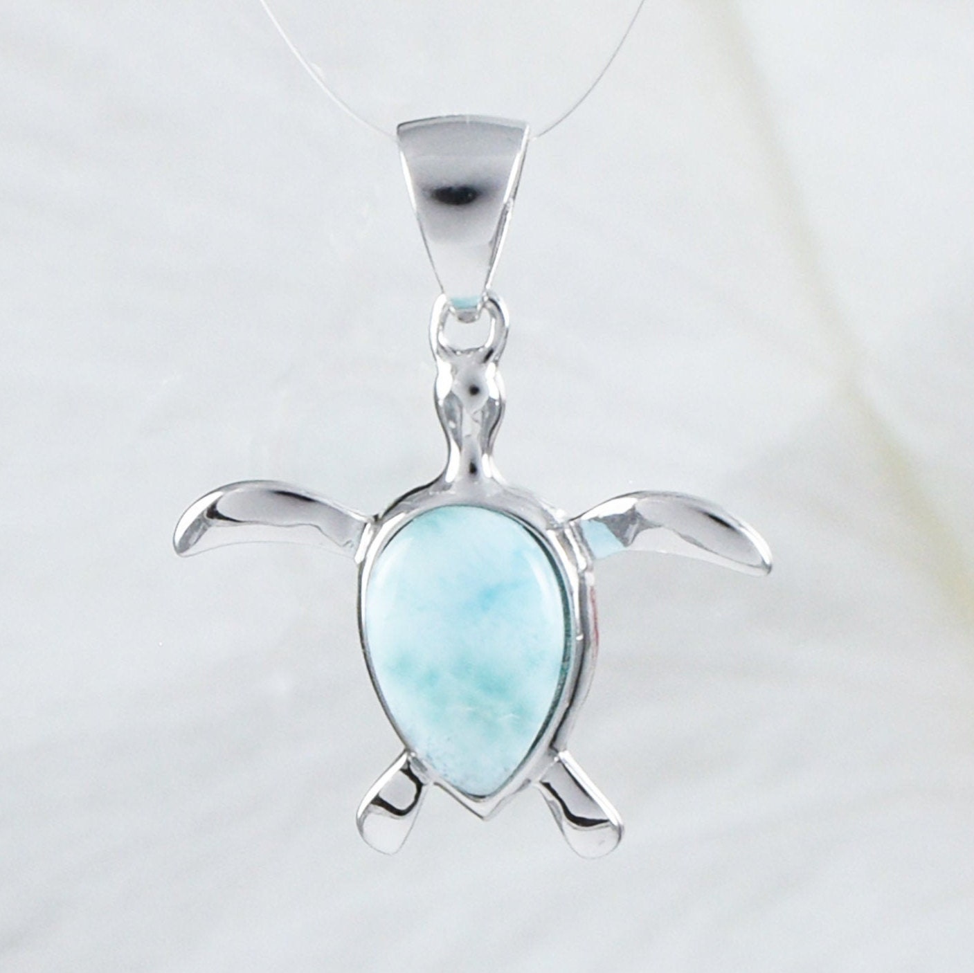 Boucles d'oreilles et collier uniques en véritable tortue de mer Larimar hawaïenne, pendentif en argent sterling avec tortue Larimar, cadeau d'anniversaire pour maman N8437S