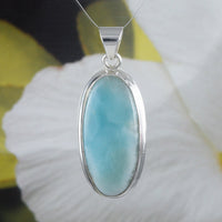 Gorgeous Hawaiian Large Genuine Larimar Necklace, Sterling Silver Stunning Natural Larimar Pendant, N8458 Birthday Mom Gift, Statement PC