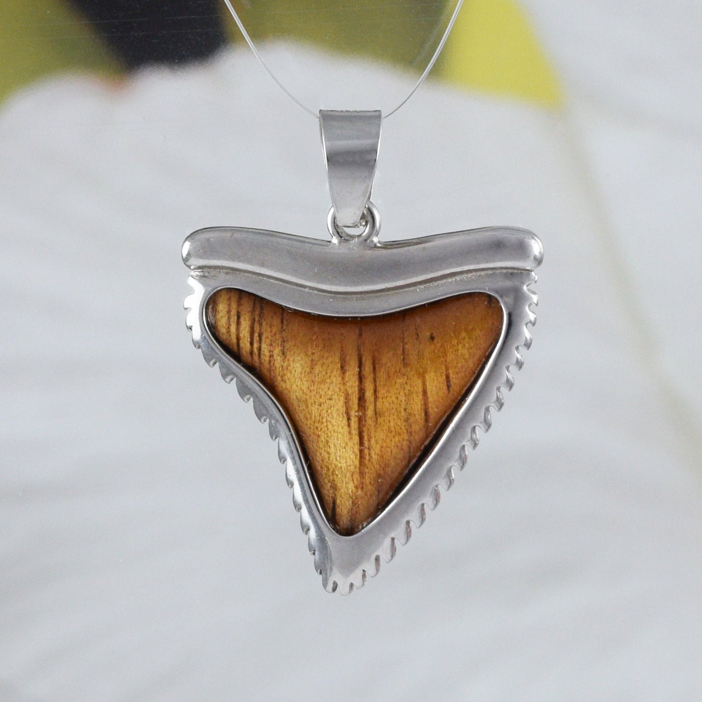 Collier unique en bois de koa véritable hawaïen avec dents de requin, pendentif en argent sterling avec dents de requin, cadeau d'anniversaire pour mère, épouse, maman, N8524