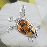 Collier unique en bois de koa véritable de grande taille, pendentif en argent sterling en forme de tortue de mer hawaïenne, cadeau d'anniversaire pour maman N8501