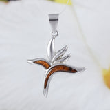 Unique Hawaiian Genuine Koa Wood Bird of Paradise Necklace, Sterling Silver Bird of Paradise Pendant, N9314 Birthday Mother Mom Gift