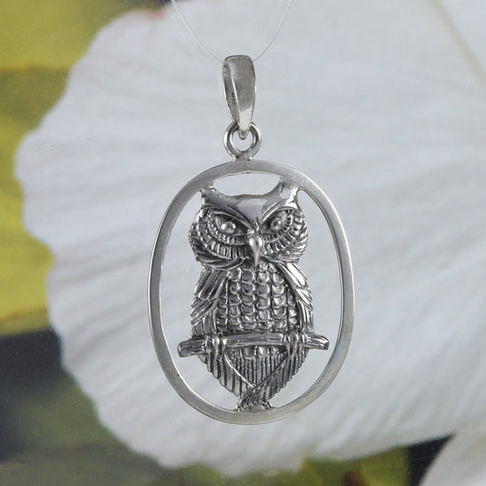 Collier hibou hawaïen unique, pendentif hibou en argent sterling, cadeau d'anniversaire pour maman N8623