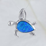 Magnifique collier tortue de mer en opale bleue hawaïenne, pendentif tortue en opale bleue en argent sterling, cadeau d'anniversaire pour maman N8373, déclaration PC