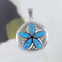 Superbe collier en dollar de sable d'opale bleue hawaïenne, pendentif en dollar de sable d'opale bleue en argent sterling, cadeau d'anniversaire pour mère, maman et femme, N8375