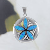 Beautiful Hawaiian Blue Opal Sand Dollar Necklace, Sterling Silver Blue Opal Sand Dollar Pendant, N9177 Mother Birthday Mom Wife Gift