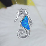 Magnifique collier hippocampe en opale bleue hawaïenne, pendentif hippocampe en argent sterling avec opale bleue N8378, cadeau d'anniversaire pour maman, bijoux des îles