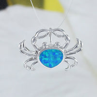 Collier unique et magnifique en forme de crabe en opale bleue hawaïenne, pendentif en argent sterling en forme de crabe en opale bleue, cadeau d'anniversaire pour maman N8380, déclaration PC